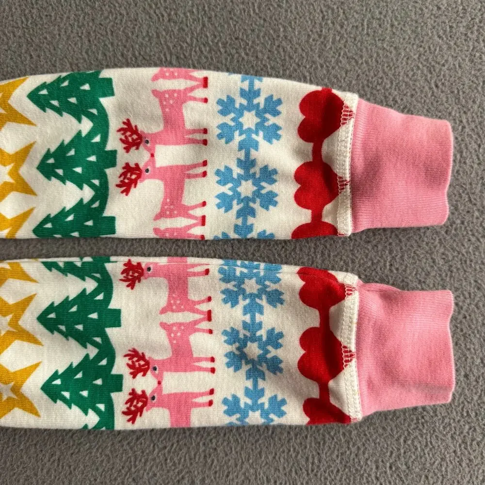 Mini Boden Fair Isle‎ Striped Christmas Holiday Pajama Top Long Sleeve 5Y Pink